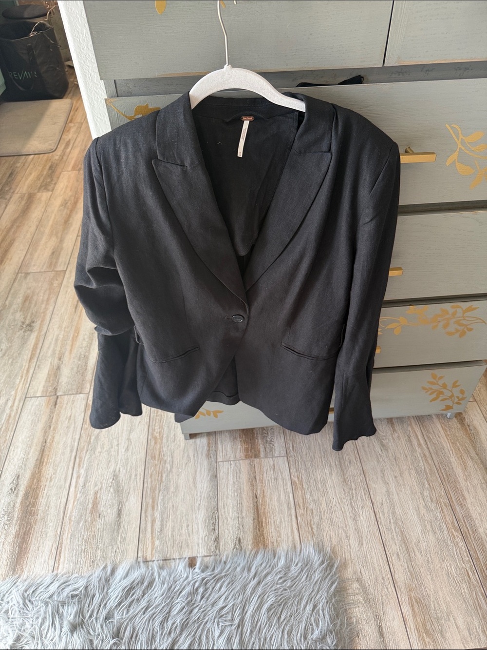 Free People Black Single-Button Notch Blazer